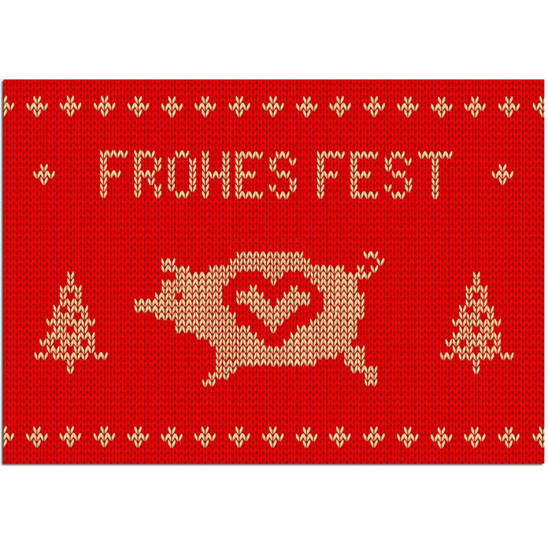 Karte Frohes Fest Strickoptik schweinsworld Postkartenformat