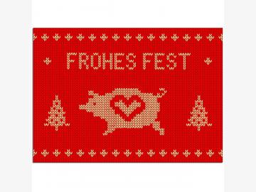 Karte Frohes Fest Strickoptik schweinsworld Postkartenformat
