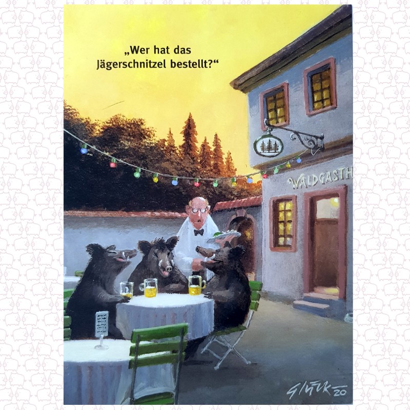 Postcard Jägerschnitzel hunter's schnitzel G.Glück
