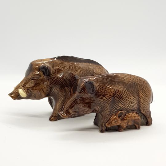 Wild Boar Salt & Pepper Pots fine pottery Quail ceramics. UK