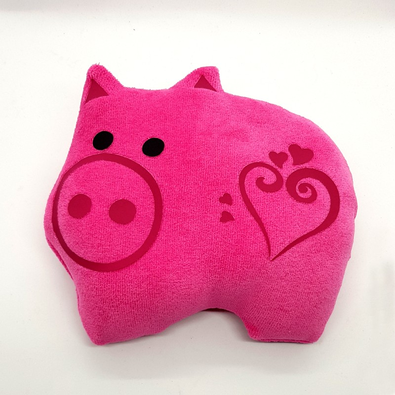 Plush pig with Heart Curl 18x16cm Mini pillow