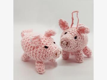 Schwein gehäkelt stehend rosa H 6m