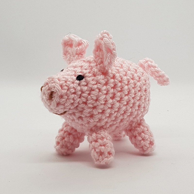 Schwein gehäkelt stehend rosa H 6m
