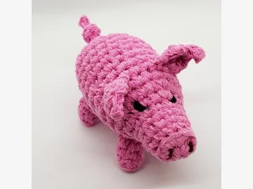 Schwein gehäkelt stehend pink H 9m