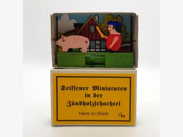 Seiffener Miniaturen in der Zündholzschachtel Hans im Glück beweglich Original Erzgebirge