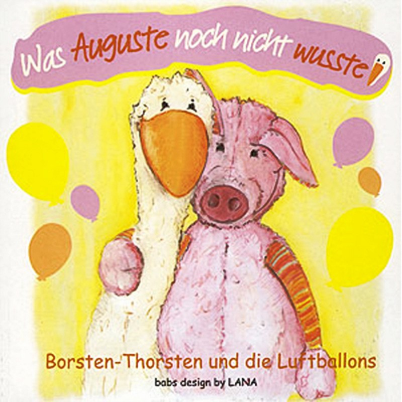 Set Schwein Borsten Thorsten Stofftier.46 cm + Buch Was Auguste noch nicht wußte!  LANA natural wear