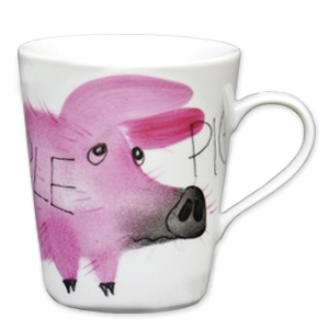Simple Piggy Henkelbecher Schwein OPTY Form Porzellan handbemalt