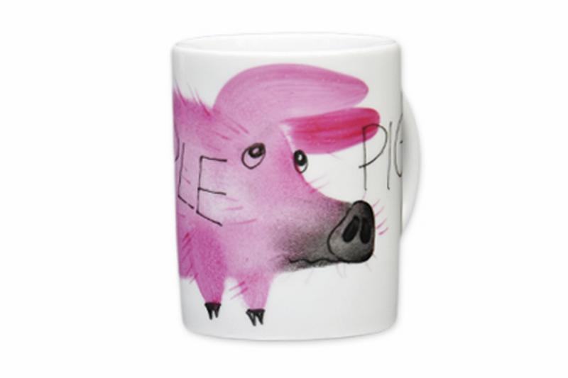 Simple Piggy Mug High Form porcelain handpainted