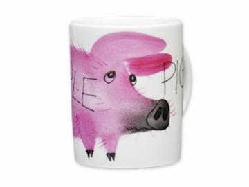 Simple Piggy Mug High Form porcelain handpainted