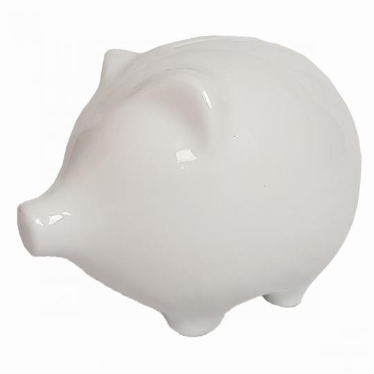 Piggy bank. moneybox. WITHOUT LOCK white porcelain 14cm