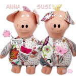 Zwillinge ANNA & SUSI 41cm EINZIGARTIG! Ferkel Stoff-Schwein Schlenkerschwein Schweinsworld